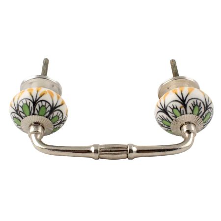 Pea Green Ceramic Floral Bridge Handle